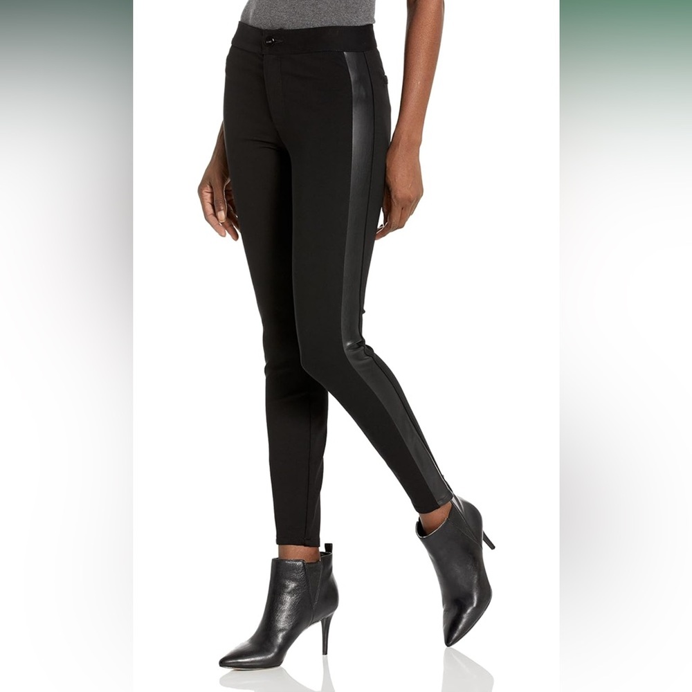 PAIGE Women's Karlee Vegan Leather Tuxedo Stripe Pant Sz 30 NWT MSRP: $219